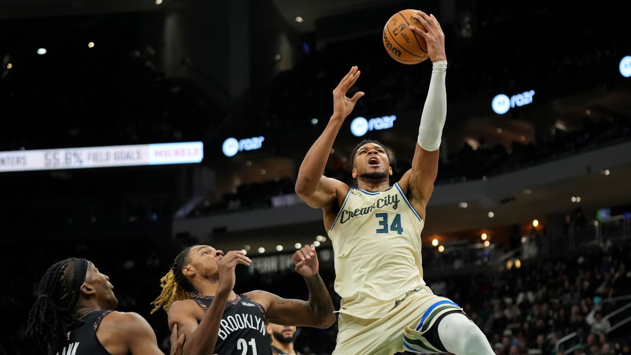 Antetokounmpo surpasses 21,000 career points in Bucks' win over Nets