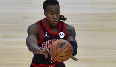 Nov 16, 2025; Salt Lake City, Utah, USA; Chicago Bulls guard Ayo Dosunmu (11) makes a quick pass during the second half against the Utah Jazz at Delta Center. Mandatory Credit: Peter Creveling-Imagn Images