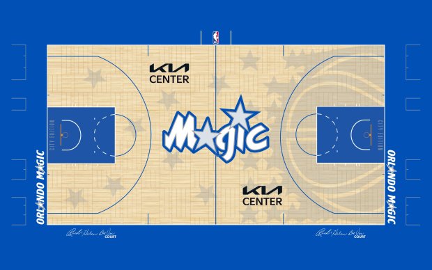 The Magic will play on their City Edition court six times at Kia Center this season. (Courtesy of Orlando Magic)