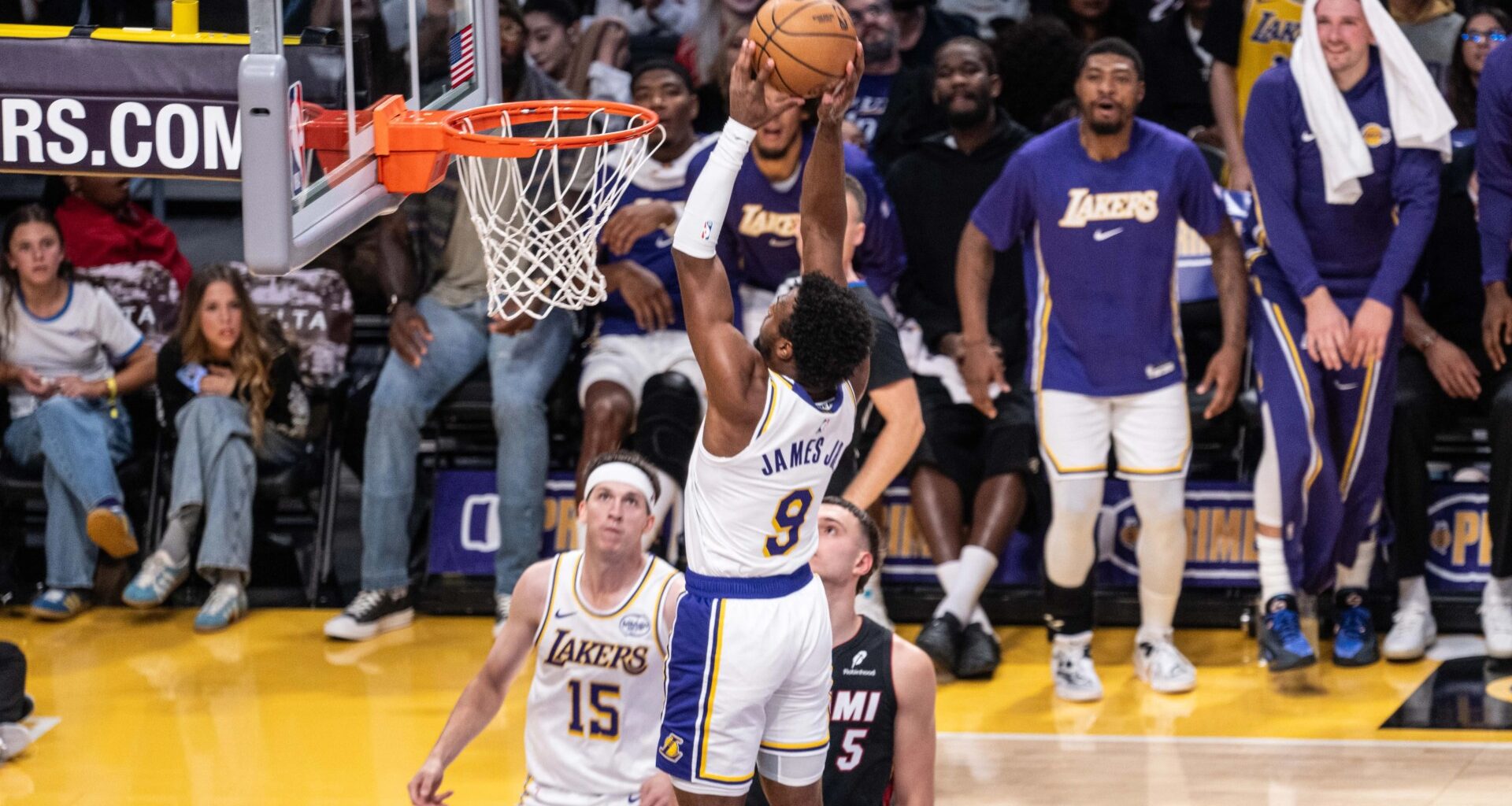 Bronny James' girlfriend and dad LeBron go wild after Lakers star's epic feat vs Heat