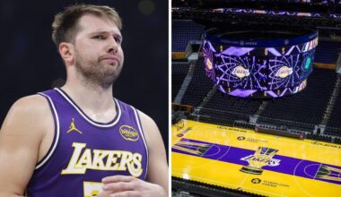Los Angeles Lakers court deemed unplayable, oily and slippery surface, Luka Doncic complaint, NBA Cup