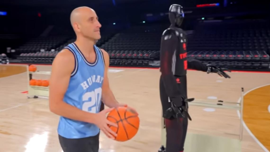 WATCH: Spurs great Manu Ginobili takes on robot in basketball shootout