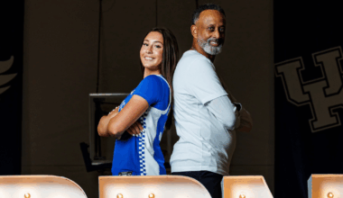 Northwestern Wildcats wide receiver Ricky Ahumaraeze (10) and offensive lineman Martes Lewis (75) celebrate with running back Caleb Komolafe (5) after scoring a touchdown during the fourth quarter against the Penn State Nittany Lions at Beaver Stadium