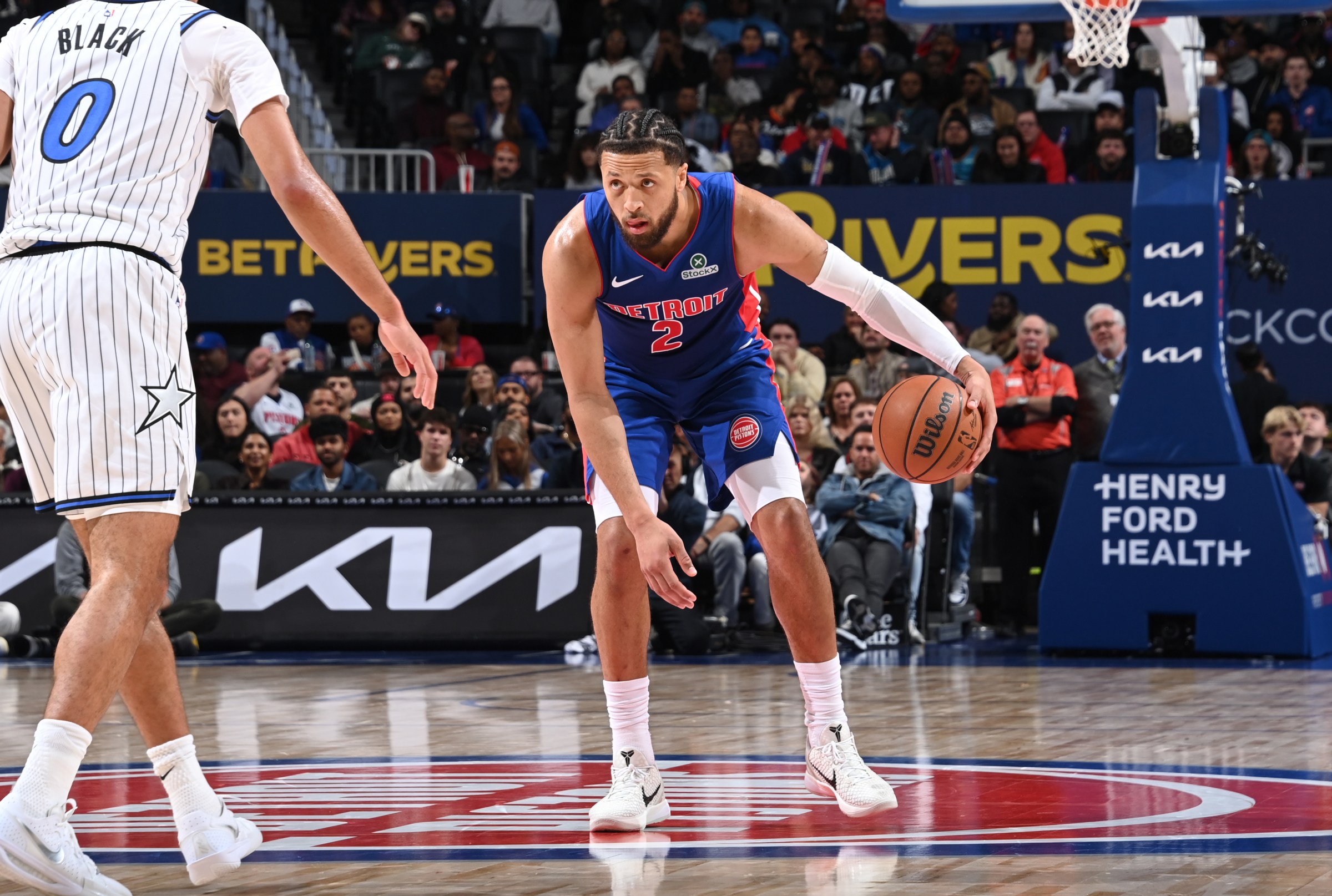 DETROIT, MI - OCTOBER 29: Cade Cunningham #2 of the Detroit Pistons dribbles the ball during the game against the Orlando Magic on October 29, 2025 at Little Caesars Arena in Detroit, Michigan. NOTE TO USER: User expressly acknowledges and agrees that, by downloading and/or using this photograph, User is consenting to the terms and conditions of the Getty Images License Agreement. Mandatory Copyright Notice: Copyright 2025 NBAE (Photo by Chris Schwegler/NBAE via Getty Images)
