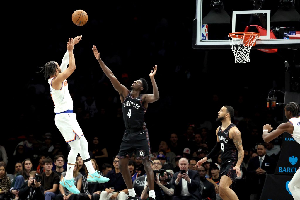 Jalen Brunson attempts a shot during the Knicks' Nov. 24 win over the Nets.