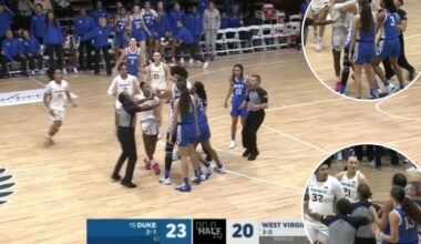 Seven women's basketball players ejected in wild melee as depleted West Virginia downs Duke