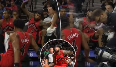 Brandon Ingram throws water bottle, hits Raptors staffer in ugly scene