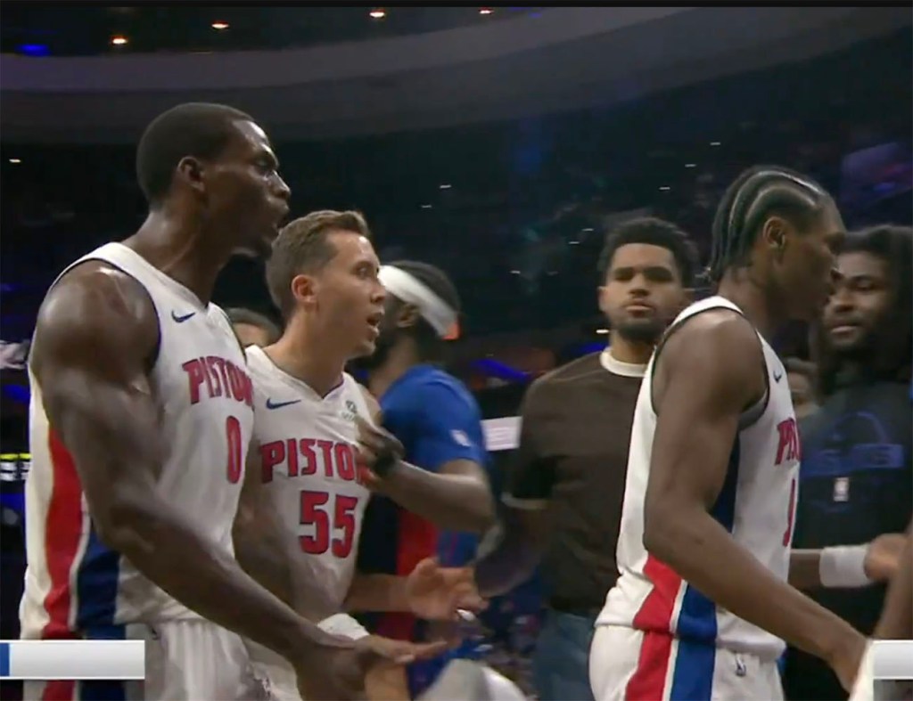 Pistons teammates, center Jalen Duren and guard Ausar Thompson got into it on the court after they gave up an easy dunk to Sixers big man Andre Drummond during a road game in Philadelphia Sunday night. 