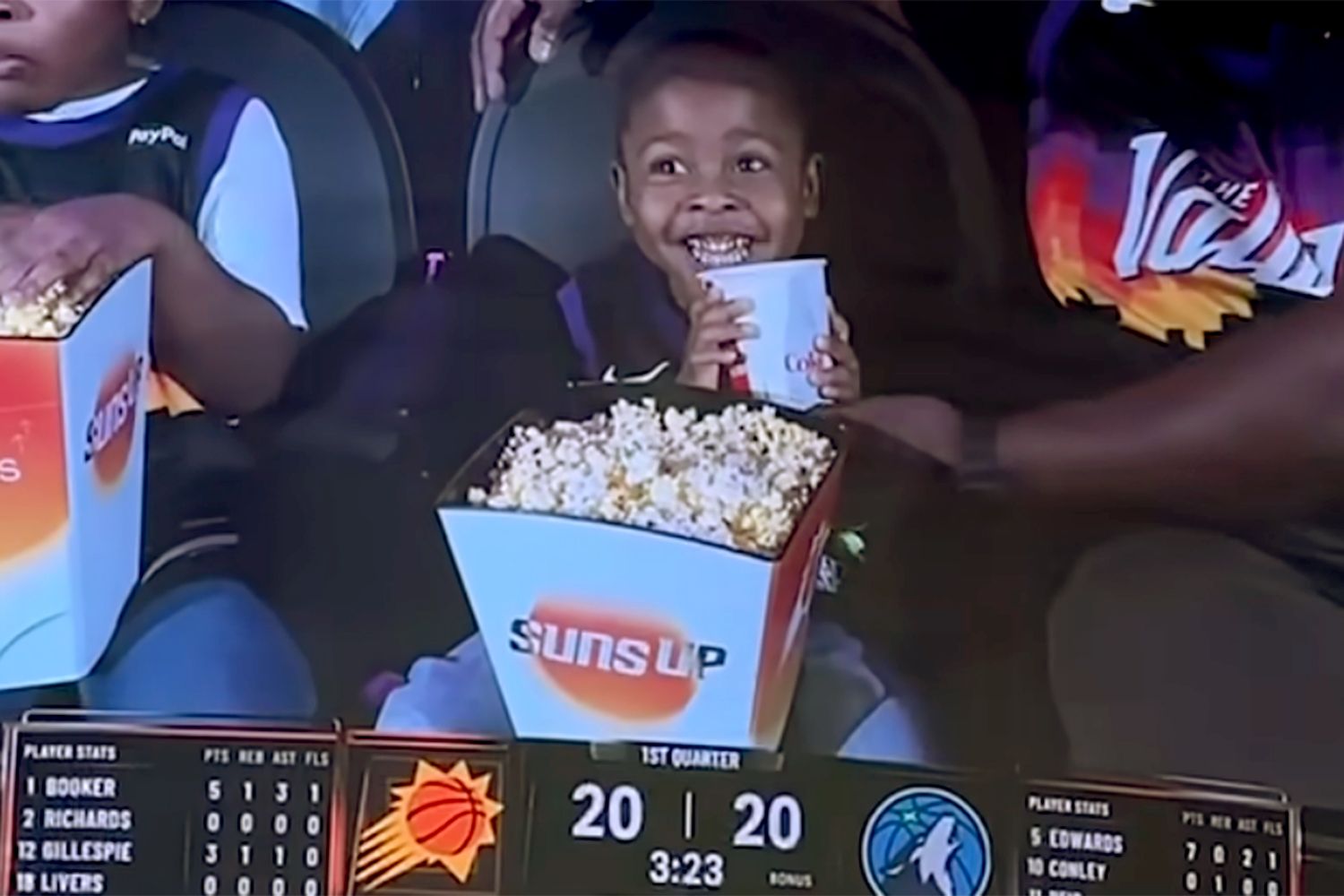'Popcorn Kid' Goes Viral for His Adorably Shy Appearance at NBA Game