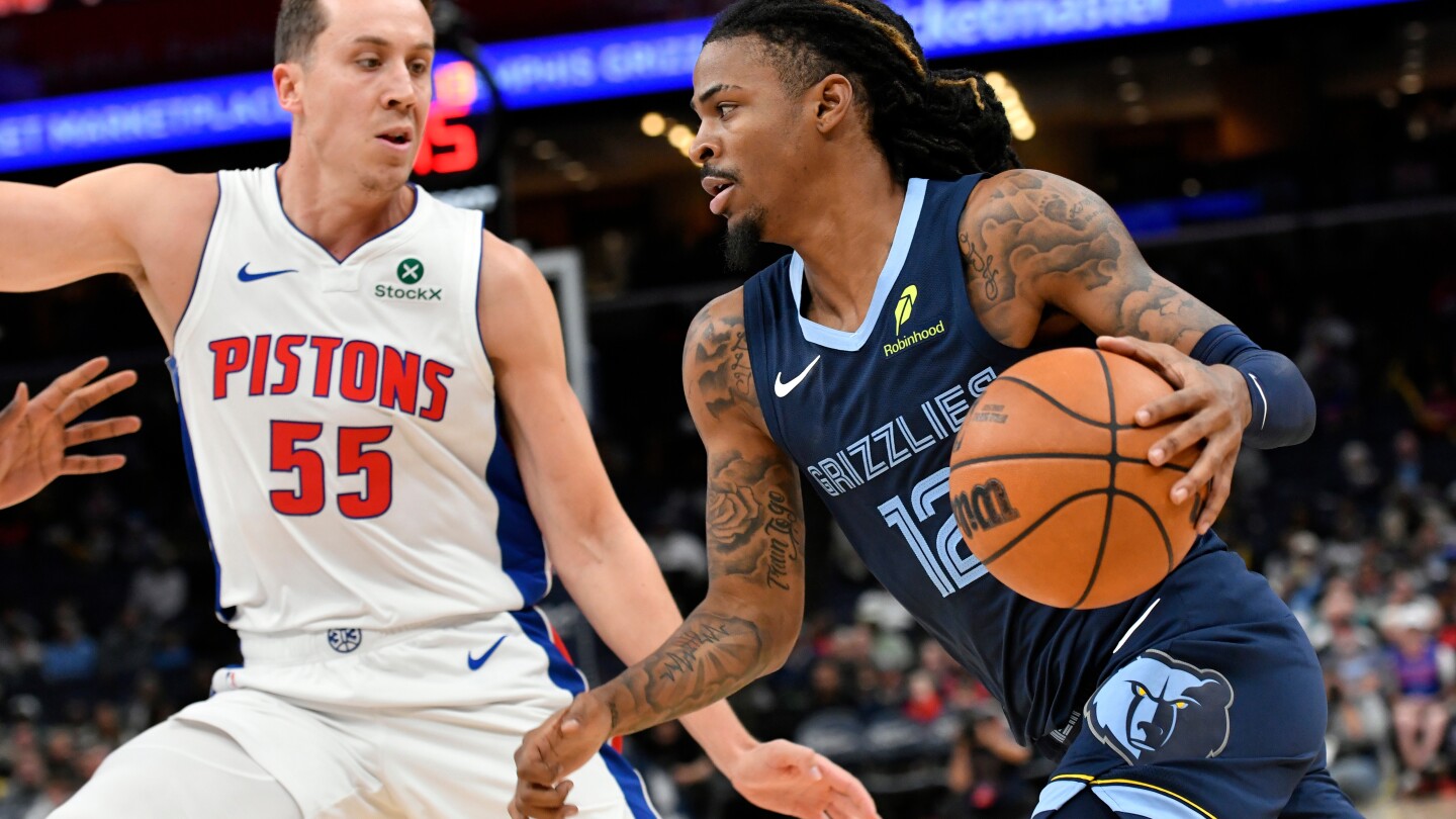 Pistons build halftime lead, withstand rally in Morant's Grizzlies return