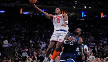 Knicks rout Timberwolves 137-114 in Anthony Edwards' return