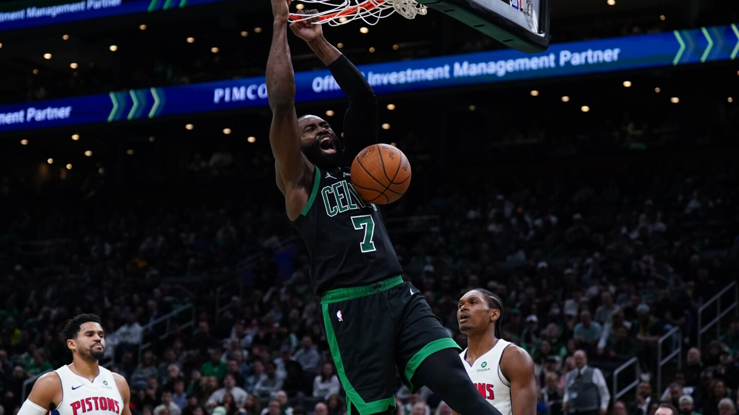 Celtics snap Pistons' win streak at 13 behind 33 points from Jaylen Brown