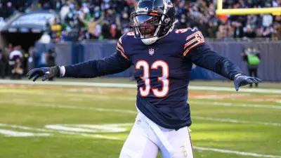 Dec 18, 2022; Chicago, Illinois, USA; Chicago Bears cornerback Jaylon Johnson (33) celebrates a pass breakup in the fourth quarter against the Philadelphia Eagles at Soldier Field.