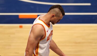 Atlanta Hawks forward Danilo Gallinari reacts following the loss against the New York Knicks in game two of the Eastern Conference quarterfinal at Madison Square Garden