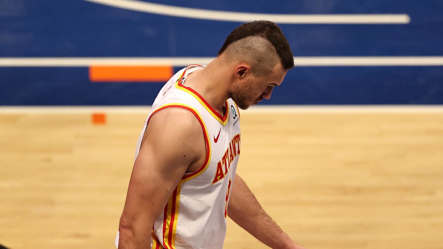 Atlanta Hawks forward Danilo Gallinari reacts following the loss against the New York Knicks in game two of the Eastern Conference quarterfinal at Madison Square Garden