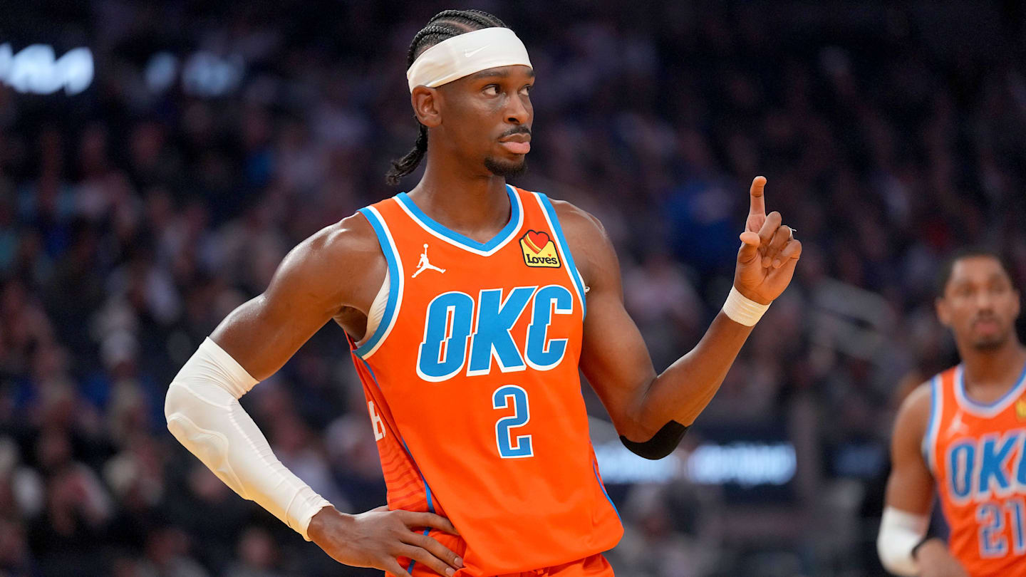Dec 2, 2025; San Francisco, California, USA; Oklahoma City Thunder guard Shai Gilgeous-Alexander (2) looks towards the team bench during a break in the action against the Golden State Warriors in the first quarter at the Chase Center. Mandatory Credit: Cary Edmondson-Imagn Images