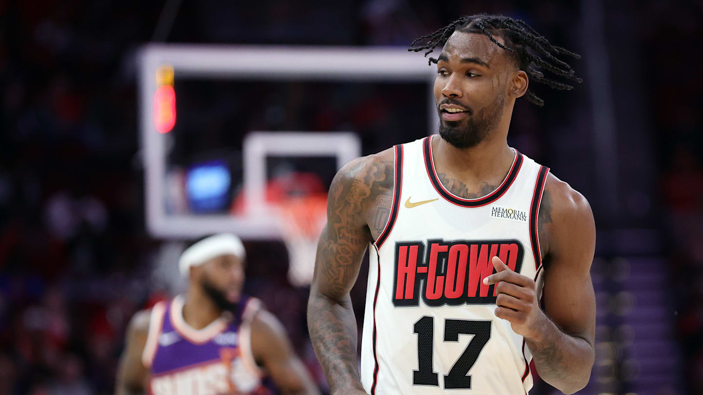 Rockets forward Tari Eason reacts during game against the Phoenix Suns.