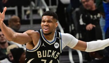 Apr 10, 2025; Milwaukee, Wisconsin, USA; Milwaukee Bucks forward Giannis Antetokounmpo (34): Benny Sieu-Imagn Images
