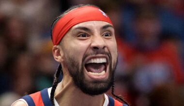 Nov 26, 2025; New Orleans, Louisiana, USA;  New Orleans Pelicans guard Jose Alvarado (15) reacts after a three point basket against the Memphis Grizzlies during the first half at Smoothie King Center. Mandatory Credit: Matthew Hinton-Imagn Images