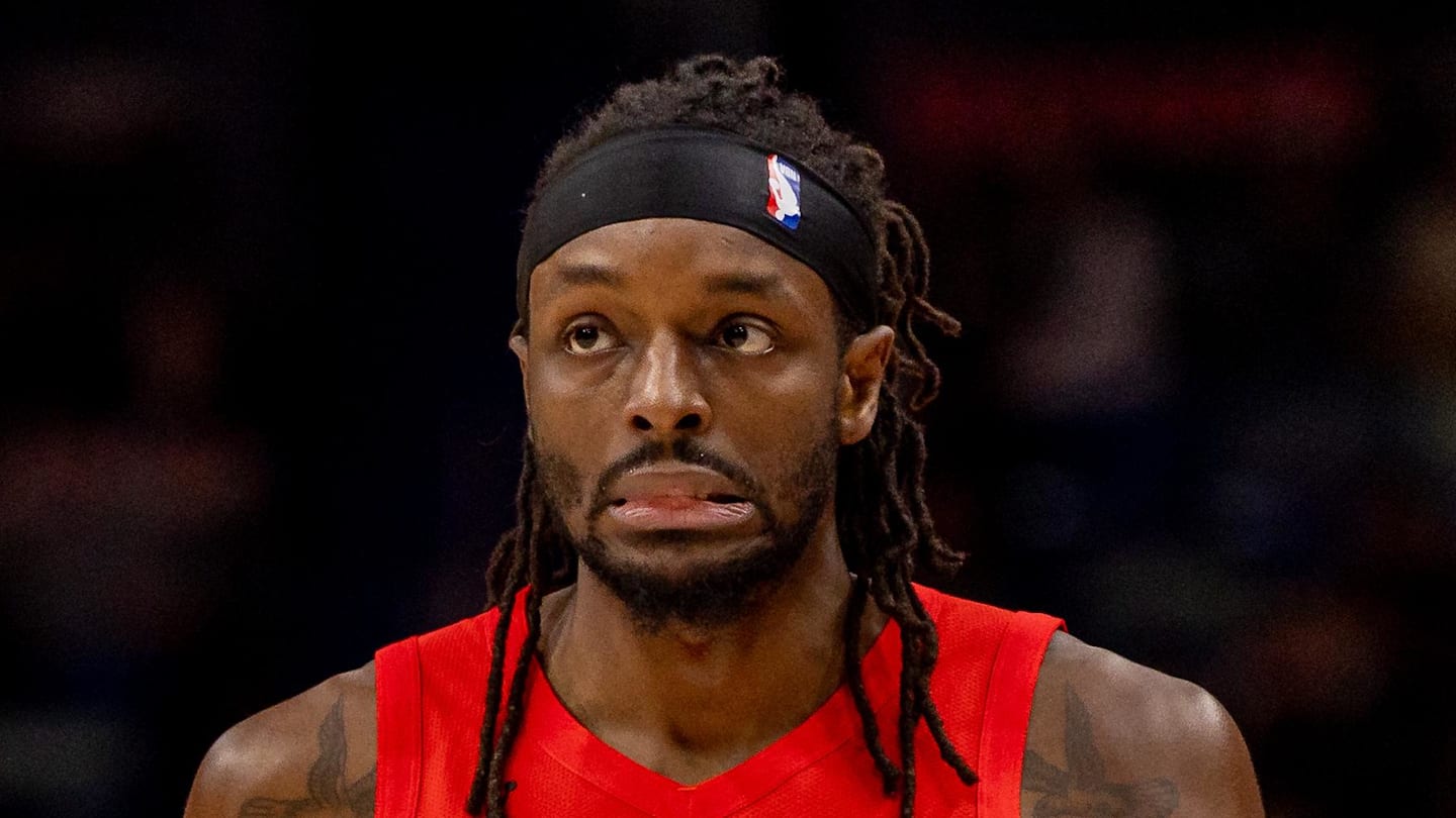 Dec 11, 2025; New Orleans, Louisiana, USA;  Portland Trail Blazers forward Jerami Grant (9) reacts to a play against the New Orleans Pelicans during the first half at Smoothie King Center. Mandatory Credit: Stephen Lew-Imagn Images