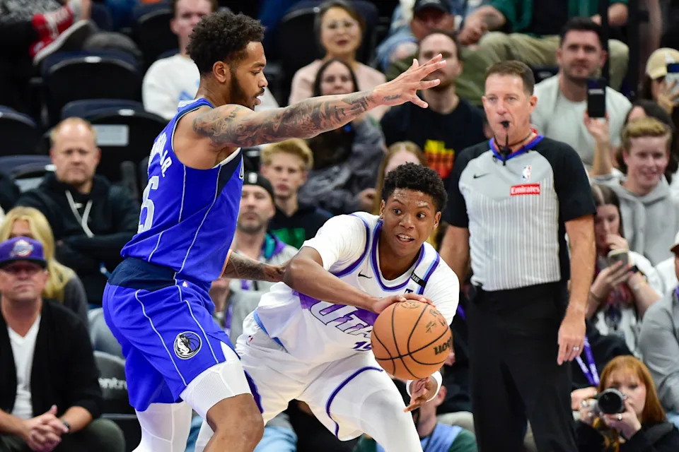 Utah Jazz forward Ace Bailey (19)Credit&colon; Peter Creveling-Imagn Images