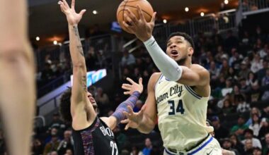 Behind Giannis Antetokounmpo, Bucks top Nets, end losing streak