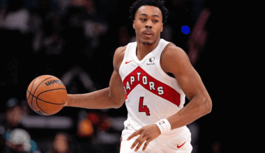 Toronto Raptors forward Scottie Barnes (4) brings the ball up court against the Charlotte Hornets during the second half at Spectrum Center.