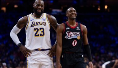 James hits go-ahead 3 and scores 29 points, Doncic has triple-double in Lakers' win over 76ers