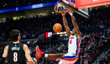 Duren scores 26 and Pistons beat Trail Blazers 110-102 after blowing 21-point lead