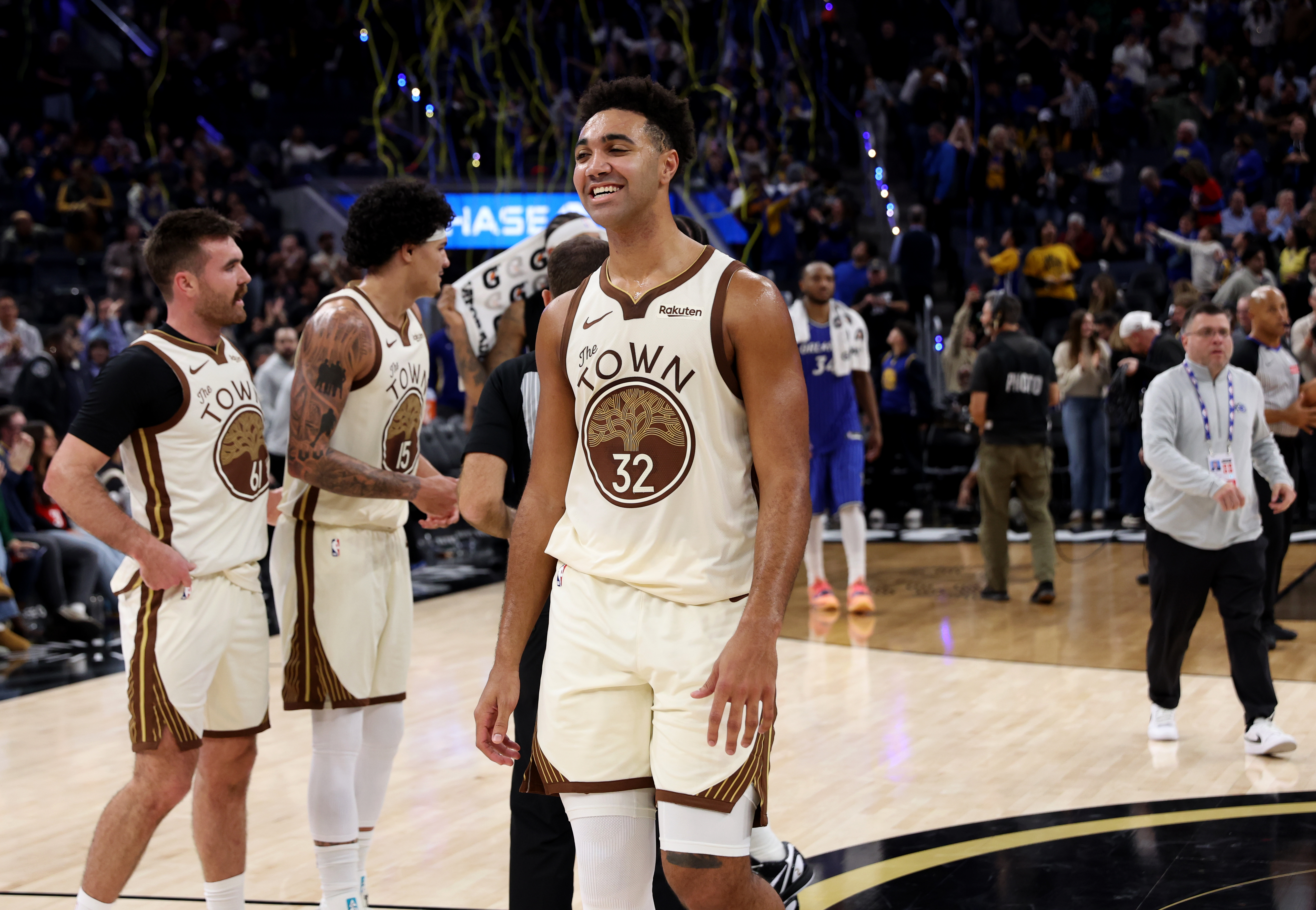 Golden State Warriors' Trayce Jackson-Davis #32 walks off the court...