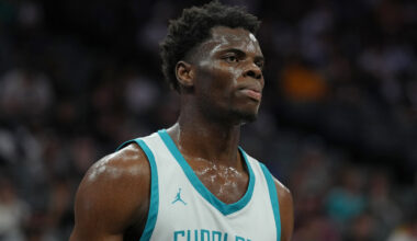 James Nnaji playing for the Hornets in NBA Summer League