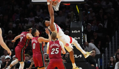 Barnes scores 27, Raptors ease past reeling Heat 112-91. It's Miami's 9th loss in an 11-game span