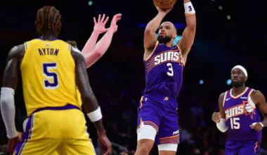 Phoenix Suns forward Dillon Brooks (No. 3) taking a shot against the Los Angeles Lakers during the first half of their 125-108 win at the Crypto.com Arena on Dec 1.