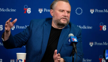 Philadelphia 76ers resident of Basketball Operations Daryl Morey speaks with the media before a game against the Detroit Pistons at Wells Fargo Center.