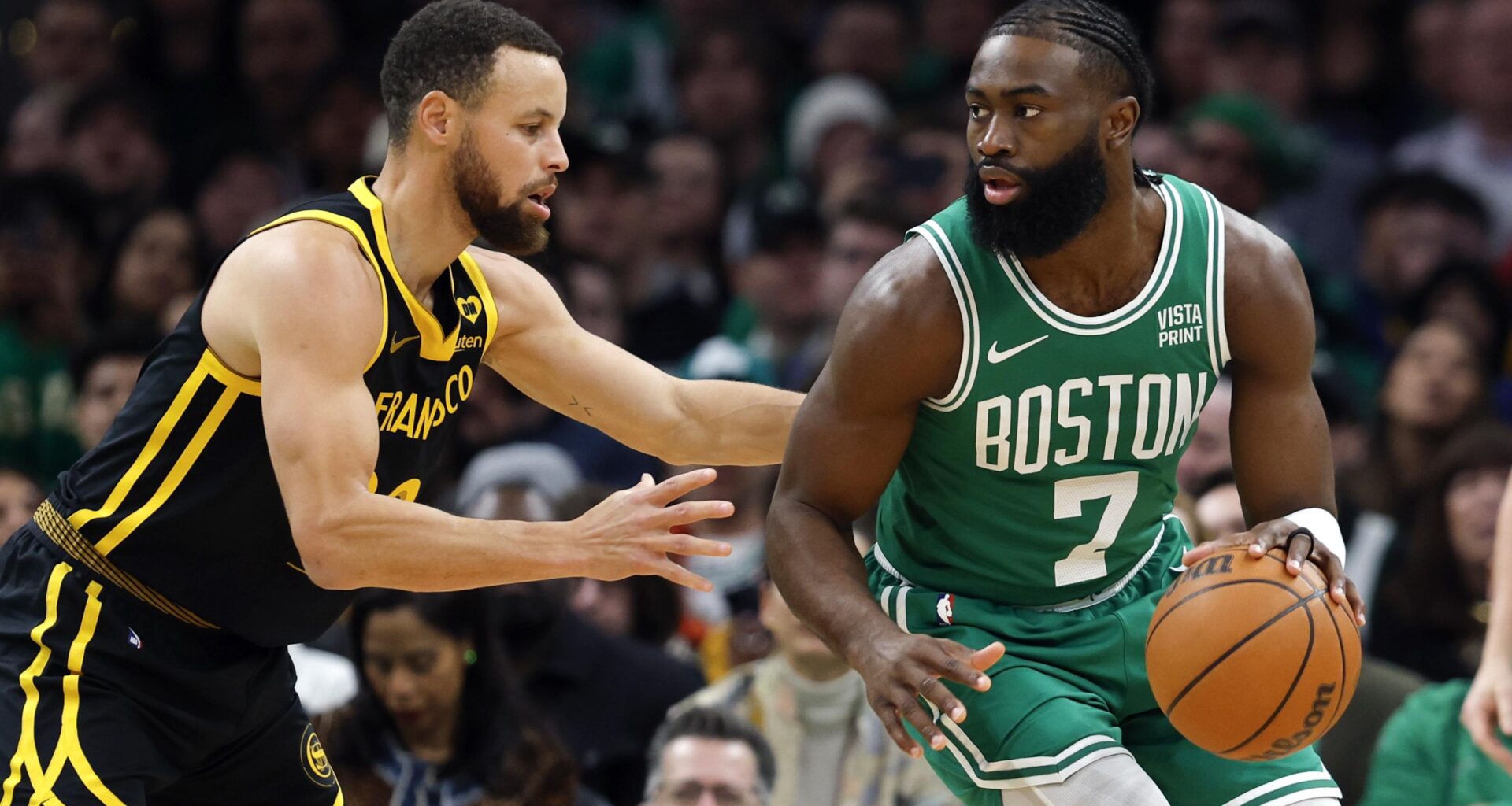 Celtics' Jaylen Brown Explains Why He'd Beat Warriors' Steph Curry in 1-on-1 in Video