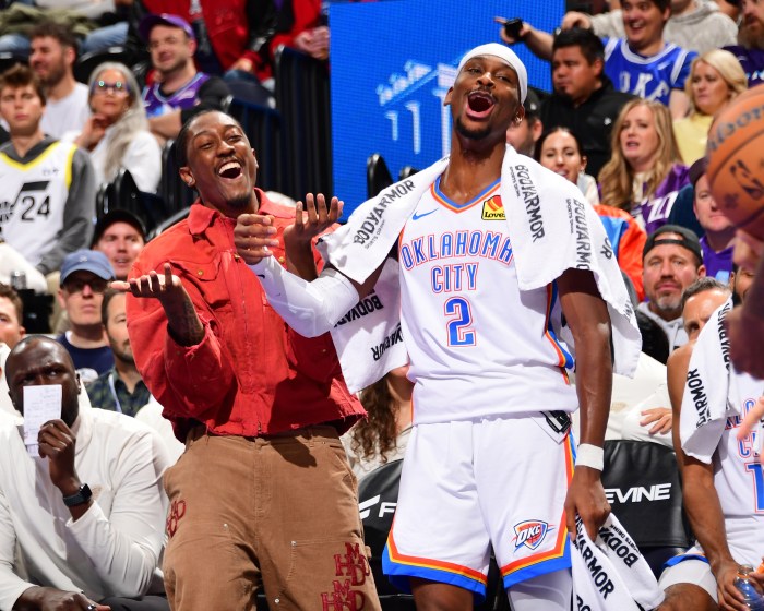Jalen Williams smiles with Shai Gilgeous-Alexander