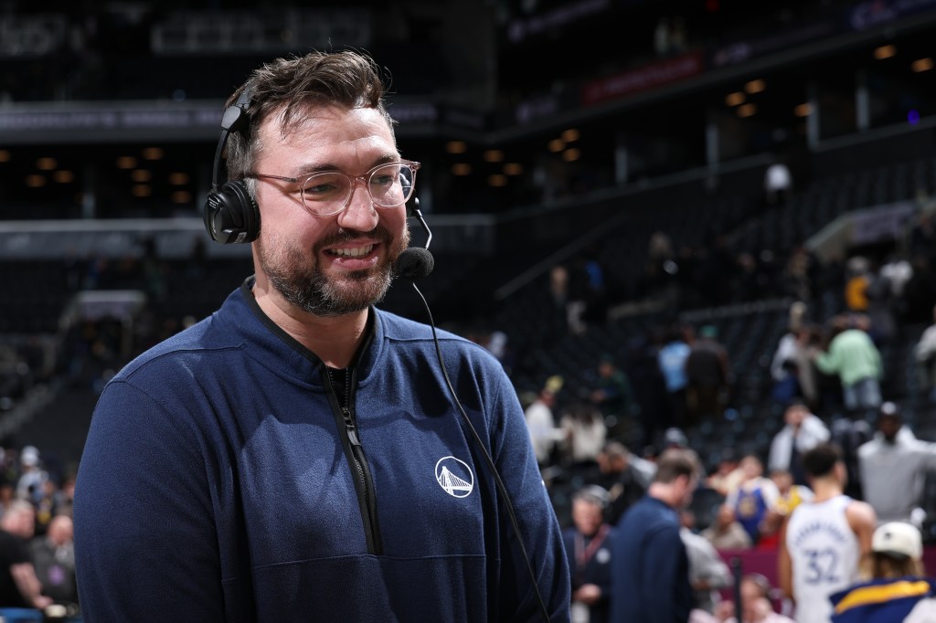 Assistant coach Chris DeMarco talks with the media since this is his last Golden State Warriors games after the game against the Brooklyn Nets on December 29, 2025
