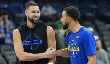 Klay Thompson Reacts to Steph Curry Wearing His Signature Shoes for Warriors vs. Mavs
