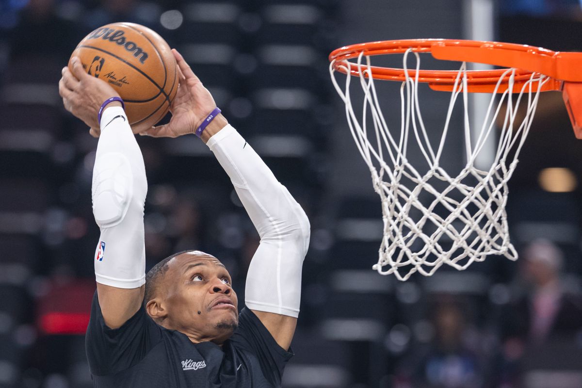 Russell Westbrook #18 of the Sacramento Kings dunks the ball during warm ups before an NBA basketball game against the LA Clippers, Tuesday December 30, 2025 in Inglewood, Calif. Russell Westbrook #18 of the Sacramento Kings dunks the ball during warm ups before an NBA basketball game against the LA Clippers, Tuesday December 30, 2025 in Inglewood, Calif.