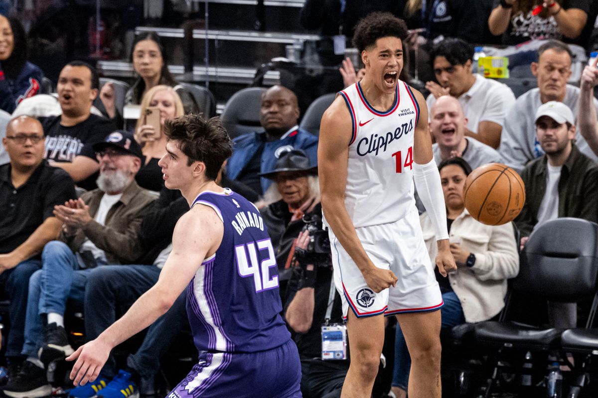 Yanic Konan Niederhauser #14 of the LA Clippers celebrates after a dunk during an NBA basketball game against the Sacramento Kings, Tuesday December 30, 2025 in Inglewood, Calif. Yanic Konan Niederhauser #14 of the LA Clippers celebrates after a dunk during an NBA basketball game against the Sacramento Kings, Tuesday December 30, 2025 in Inglewood, Calif.