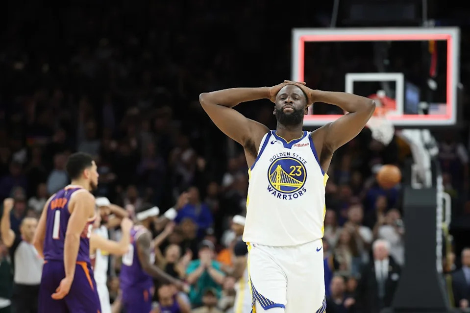 Draymond Green reacts during the final moments against the Phoenix Suns at Mortgage Matchup Center on December 18, 2025. Getty Images