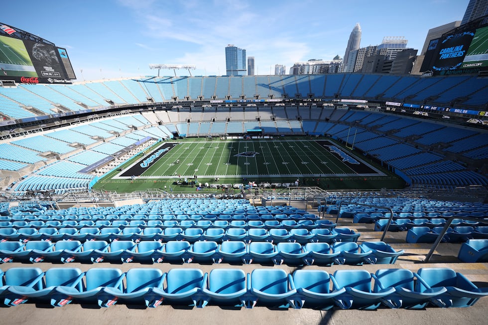 A stadium view of the Carolina Panthers Bank of America Stadium is displayed before fans enter...