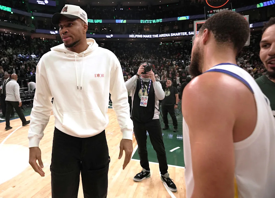 Injured Milwaukee Bucks forward Giannis Antetokounmpo is shown after their game Thursday, October 30, 2025 at Fiserv Forum in Milwaukee, Wisconsin. The Milwaukee Bucks beat the Golden State Warriors 120-110.

Mark Hoffman/Milwaukee Journal Sentinel