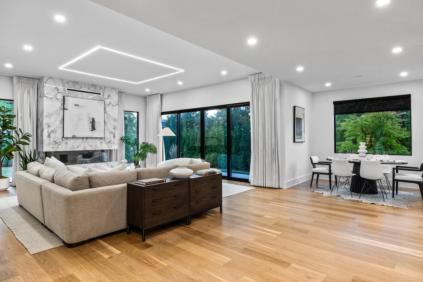 The main level has an open floor plan.