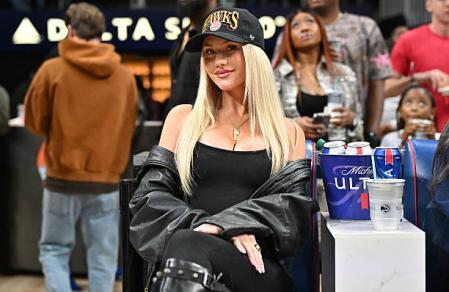 Marissa Ayers attends the game between the New York Knicks and the Atlanta Hawks at State Farm Arena