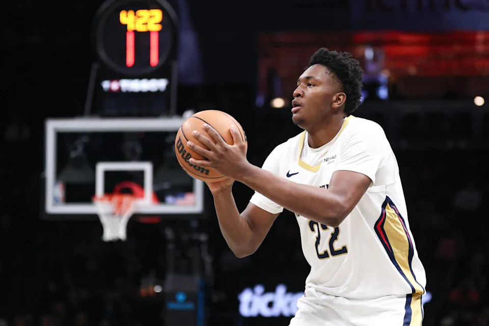 New Orleans Pelicans center Derik Queen (22)Vincent Carchietta-Imagn Images