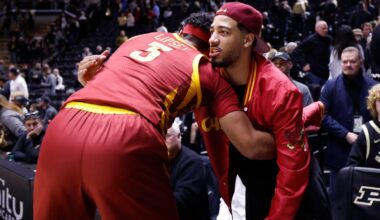 Tyrese Haliburton celebrates Iowa State win at Purdue basketball