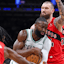 Boston Celtics forward Jaylen Brown (7) drives to the basket during the first half against the Toronto Raptors at TD Garden.