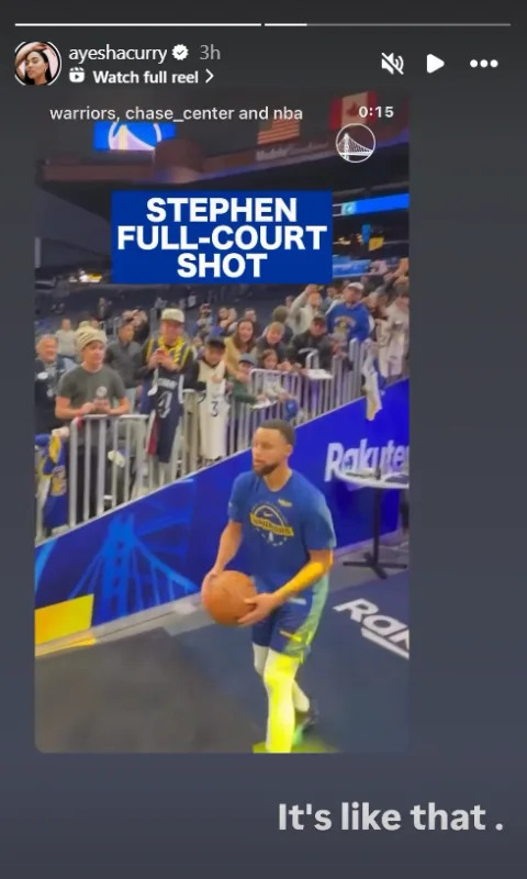 Ayesha Curry Reacts to Steph Curry's full-court shot.
