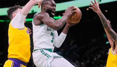 Jaylen Brown, Celtics blow out Lakers while LeBron James, Luka Doncic sit